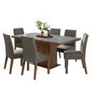 Ver imagem 2 de Conjunto Sala de Jantar Tampo de Vidro 6 Cadeiras Rustic/Cinza/Silver Alba Madesa