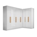 Ver imagem 2 de Guarda-Roupa Modulado de Canto com Puxadores MDF Paris Branco