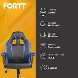 Cadeira gamer fortt Harbin Azul - Cgf022-a - 3