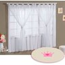 Cortina Infantil Branca com Tapete Coroa Rosa - 1