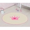 Cortina Infantil Branca com Tapete Coroa Rosa - 2