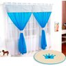 Cortina Infantil Chevron com Tapete Coroa Azul - 1