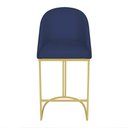 Ver imagem 4 de Kit 08 Banquetas Altas Bela Suede Azul Marinho Base Metálica Industrial Dourado - Pallazio
