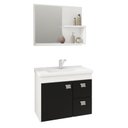 Ver imagem 1 de Gabinete de Banheiro com Cuba e Espelheira Hortencia 55cm Branco/preto - Mgm