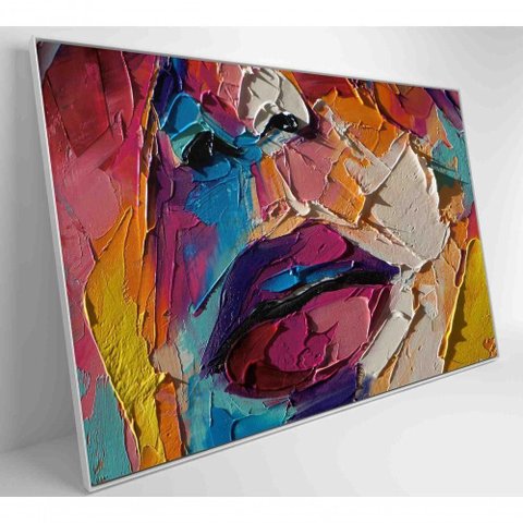 Quadro Pintura Óleo de Rosto Feminino Medidas 90x60 Cm Tipo de Impressão Vidro Acrílico