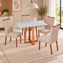 Ver imagem 1 de Conjunto Mesa Itália com 4 Cadeiras Madeira Maciça, Detalhe em Botonê Sophia Espresso Móveis