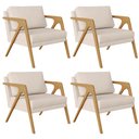 Ver imagem 1 de Kit 4 Poltronas Decorativas para Sala Estar Pietra Estrutura de Madeira L02 Suede Bege - Lyam