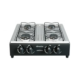 Fogão Portátil 4 Bocas Mesa em Inox Asiatico Braslar - 1