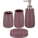 Ver imagem 1 de Kit 4 Peças Banheiro Lavabo Porta Sabonete Liquido Cerâmica Rosa