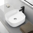 Ver imagem 3 de Cuba Pia Banheiro de Sobrepor Ceramica 42x42 + Valvula Click Mx201 Cor:branco