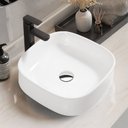 Ver imagem 2 de Cuba Pia Banheiro de Sobrepor Ceramica 42x42 + Valvula Click Mx201 Cor:branco