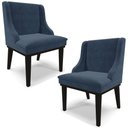 Ver imagem 1 de Kit 2 Cadeiras Decorativas Sala de Jantar Base Fixa de Madeira Firenze Suede Azul Marinho/Preto G19