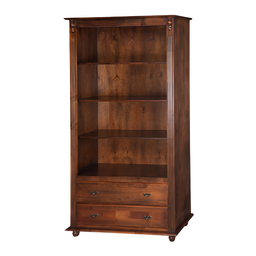 Estante para Livros de Madeira com 2 Gavetas e Pés Torneados - Castanho Envelhecido - 2
