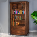 Ver imagem 5 de Estante para Livros de Madeira com 2 Gavetas e Pés Torneados - Castanho Envelhecido