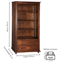 Ver imagem 4 de Estante para Livros de Madeira com 2 Gavetas e Pés Torneados - Castanho Envelhecido