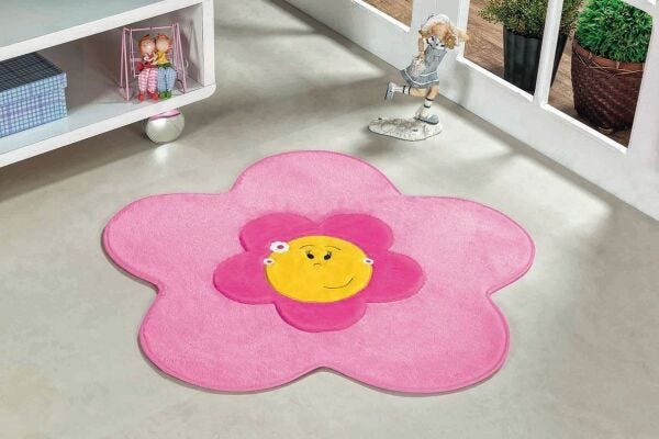Cortina Infantil Rosa com Tapete Flor - 2