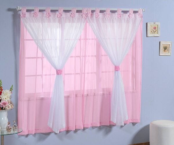 Cortina Infantil Rosa com Tapete Flor - 3
