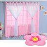 Cortina Infantil Rosa com Tapete Flor - 1