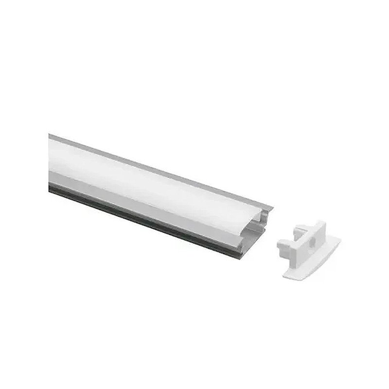 Perfil Para Fita De Led Aluminio Com Difusor Branco 21Mm X 10Mm X 2 Metros - 2