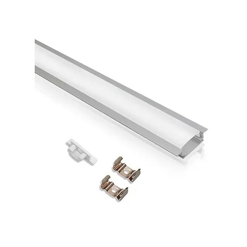 Perfil Para Fita De Led Aluminio Com Difusor Branco 21Mm X 10Mm X 2 Metros