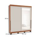 Ver imagem 4 de Guarda-roupa Casal Madrid 2 Portas 2 Gavetas com Espelho Creme/freijó - Politorno