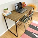 Ver imagem 2 de Mesa para Escritório de Ferro e Madeira 120cm Style Industrial Tabaco e Preto
