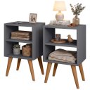 Ver imagem 4 de Kit Mesa de Cabeceira com 2 Nichos e Pés Palito Estilo Escandinavo para Quarto Moderno