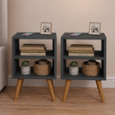 Ver imagem 1 de Kit Mesa de Cabeceira com 2 Nichos e Pés Palito Estilo Escandinavo para Quarto Moderno