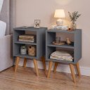 Ver imagem 2 de Kit Mesa de Cabeceira com 2 Nichos e Pés Palito Estilo Escandinavo para Quarto Moderno