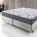 Ver imagem 2 de Cama Box Queen Size 158x198 Courino Linho Branco com Colchão Mola Ensacada