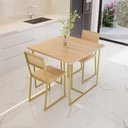 Ver imagem 1 de Conjunto Mesa de Jantar Quadrada 2 Cadeiras Pinus Riviera Industrial Dourado Don Castro Decor Rivier