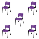 Ver imagem 1 de Kit 5 Cadeira Iso Tubo Oblongo Aço Industrial Empilhavel - Roxo