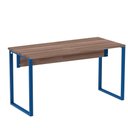 Ver imagem 1 de Mesa Escritório P25 Tub Pandin 170 Cm (larg) X 70 Cm (prof) Tampo Mdp Walnut Pé Aço Tubular Azul