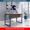 Ver imagem 2 de Mesa Escritório P25 Tub Pandin 170 Cm (larg) X 70 Cm (prof) Tampo Mdp Walnut Pé Aço Tubular Azul