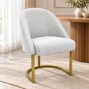 Ver imagem 2 de Kit 06 Cadeiras Poltrona de Jantar Lua Boucle Off White Base Ferro Dourado Dal Poz Estofados