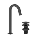Ver imagem 2 de Kit Torneira Tube de Mesa para Banheiro Lavabo Alta com Válvula Click para Cuba 7/8 Preto Fosco