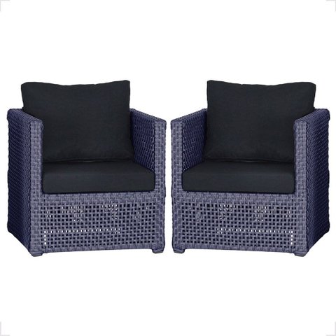 2 Poltronas Madri Alumínio Corda Náutica Estofado 12 Trama Original