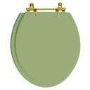 Ver imagem 1 de Assento Sanitario Poliéster Convencional Oval Verde Malva para Vaso Deca com Ferragem Dourada