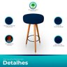 Banqueta Alta Redonda Cozinha E Sala Suede Azul - 3