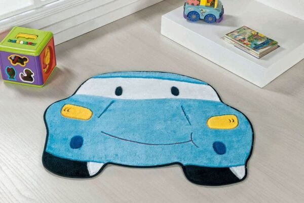Tapete Infantil Carro Azul Claro - 1