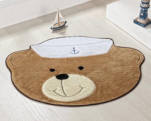 Tapete Infantil Formato Urso Marinheiro Bege - 1