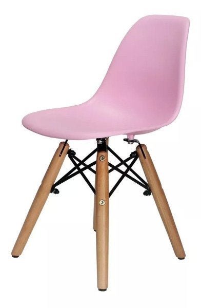 Cadeira Charles Eames New Wood PP-651 - Infantil - Kids Criança - Cor Rosa Claro - 1