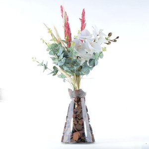 Arranjo de Folhagem Seca Rosa com Flores Permanentes