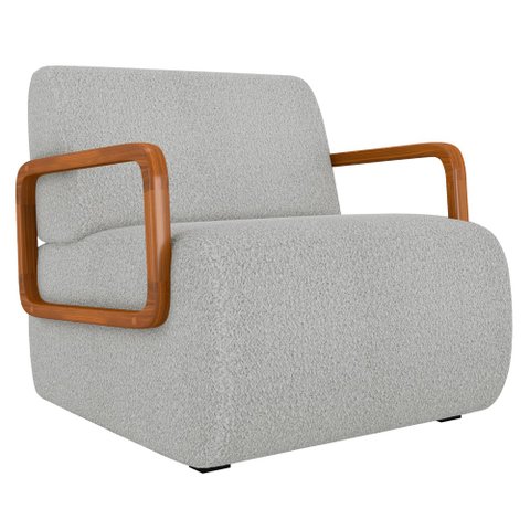 Poltrona Decorativa Orgânica para Sala Belarus K04 Bouclê Cinza Claro - Mpozenato