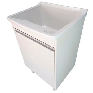 Gabinete Para Lavanderia 53cm Com Tanque 34 Litros + Sifão Tanque: Branco