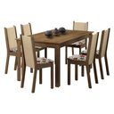 Ver imagem 2 de Conjunto Sala de Jantar Madesa Miriam Mesa Tampo de Madeira com 6 Cadeiras Rustic/Crema/Floral Hibis