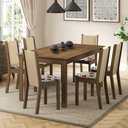 Ver imagem 1 de Conjunto Sala de Jantar Madesa Miriam Mesa Tampo de Madeira com 6 Cadeiras Rustic/Crema/Floral Hibis