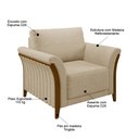 Ver imagem 5 de Kit Sofá Living 3 Lugares e Poltrona 102cm Pés Madeira Roya M22 Linho Bege - Mpozenato