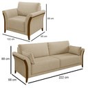 Ver imagem 4 de Kit Sofá Living 3 Lugares e Poltrona 102cm Pés Madeira Roya M22 Linho Bege - Mpozenato