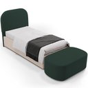 Ver imagem 1 de Cabeceira Cama Box 100cm Lanna com Puff Recamier Doha W01 Suede Verde Musgo - Lyam Decor